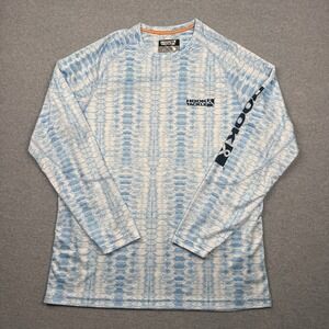 Hook & Tackle Sun Shirt Mens Large Blue Scales Long Sleeve UV Protection Fishing